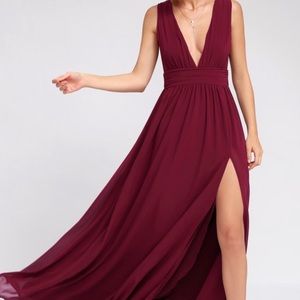 Lulu’s Heavenly Hues Burgundy Maxi Dress